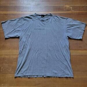 Vtg 90s MOSSIMO Drop Shadow Spellout Logo Graphic Skate T Shirt XL USA Made